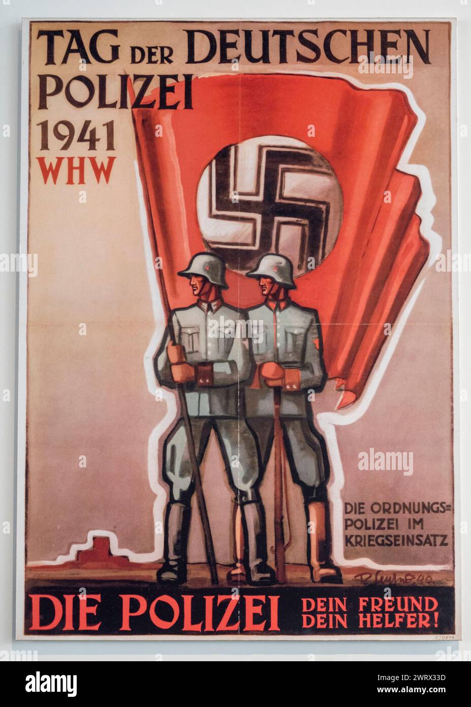 Poster zum "Tag der deutschen Polizei", Nazi-Winterhilfe (WHV) von 1941, Topographie des Terrors, Berlin, Deutschland, Stockfoto