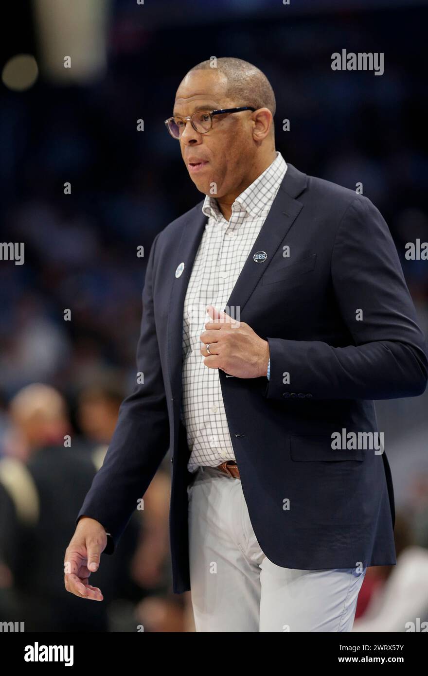 14. März 2024: Carolina Tarheels Head Coach Hubert Davis während eines ACC Men's Basketball Turniers zwischen den North Carolina Tarheels und den FSU Seminoles in der Capital One Arena in Washington, DC Justin Cooper/CSM Stockfoto