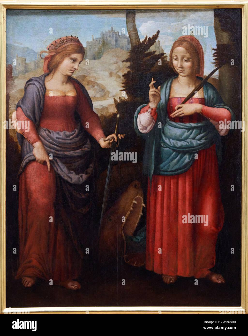 Fernando Yáñez de la Almedina, (Almedina, Ciudad Real, ca. 1475–1540), St. Katharina von Alexandria und St. Margarete von Antiochia, ca. 1515, Fine Ar Stockfoto