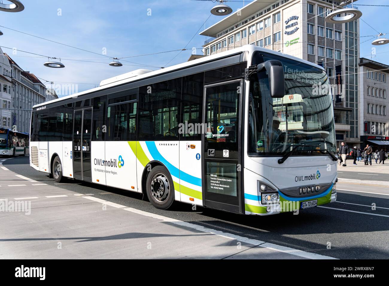 OWLmobil Iveco Crossway Bus Stockfoto