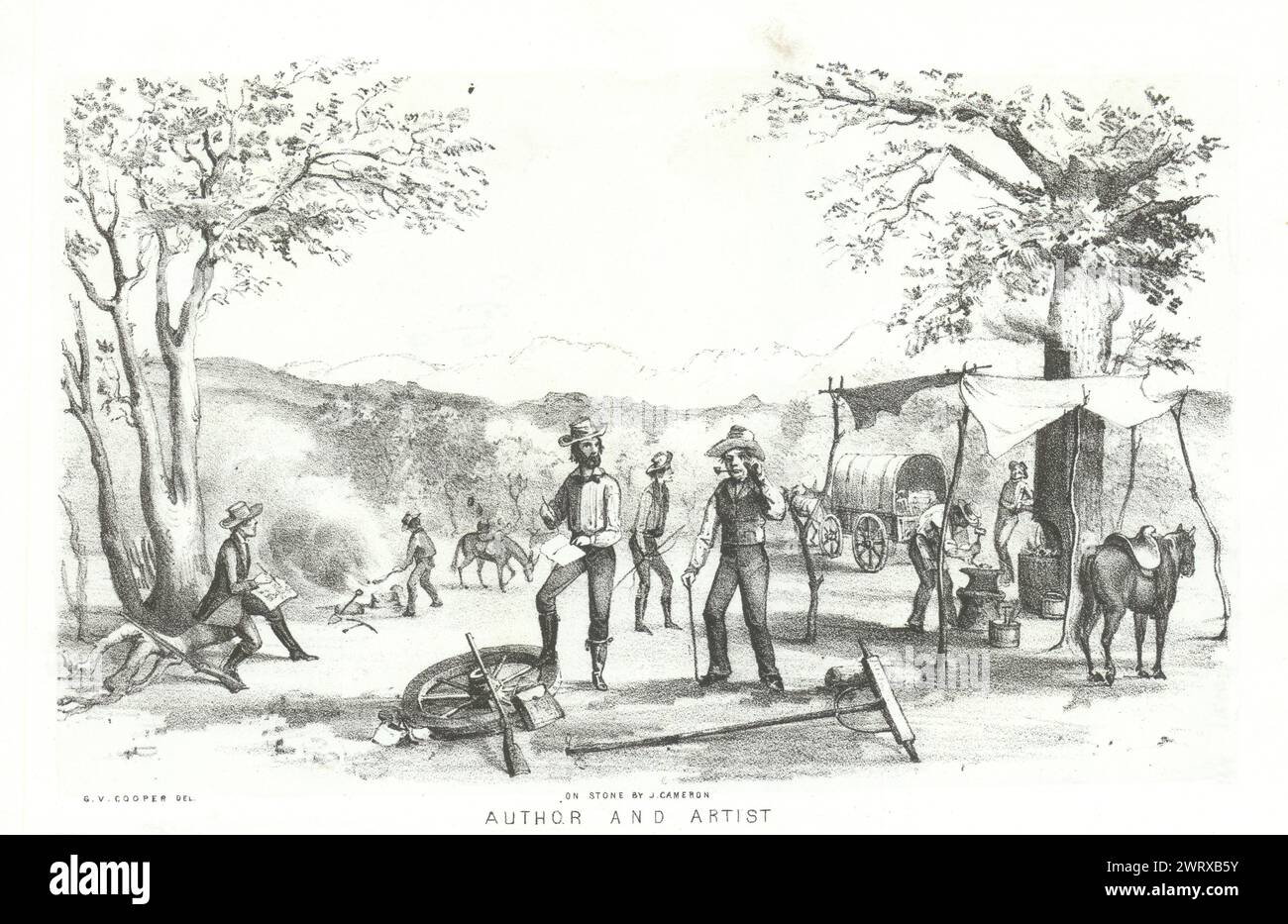 Autor und Künstler, California Gold Rush, Lithographie von George Cooper 1853 Stockfoto