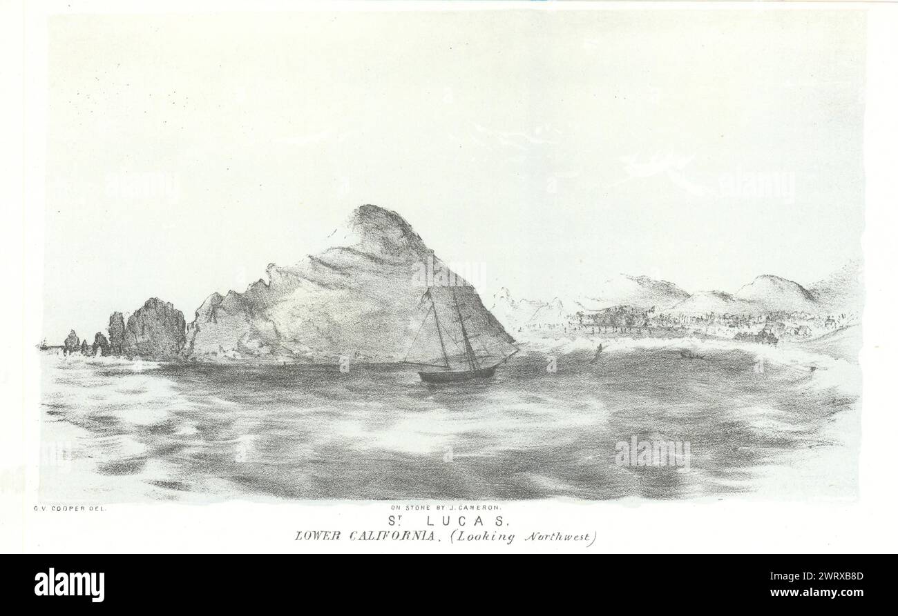 „St. Lucas, Lower California'. Cabo San Lucas NW, Baja California. Cooper 1853 Stockfoto