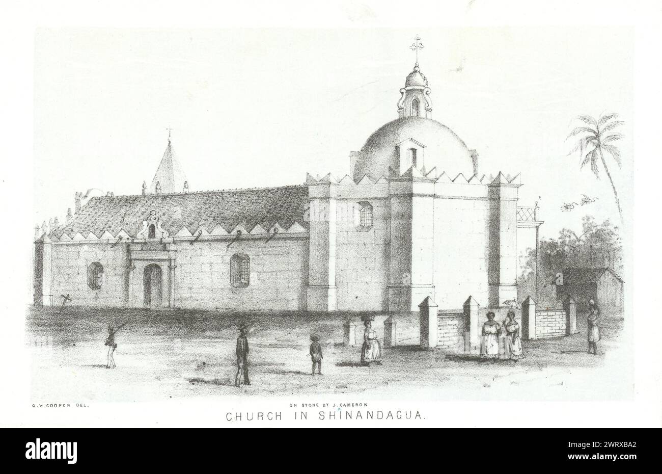 'Kirche in Shinandagua', Nicaragua, Lithografie von George Cooper. Chinandega 1853 Stockfoto