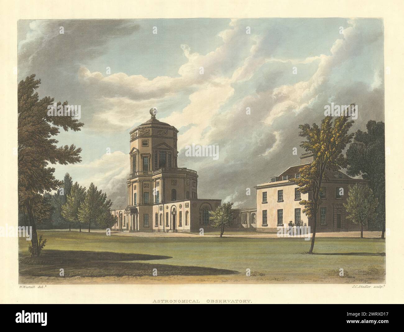 Radcliffe Astronomisches Observatorium. Ackermanns Oxford University 1814 Stockfoto