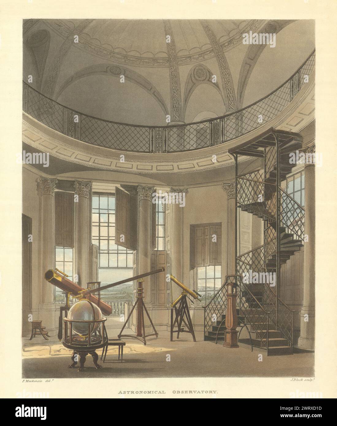 Radcliffe Astronomisches Observatorium. Ackermanns Oxford University 1814 Stockfoto