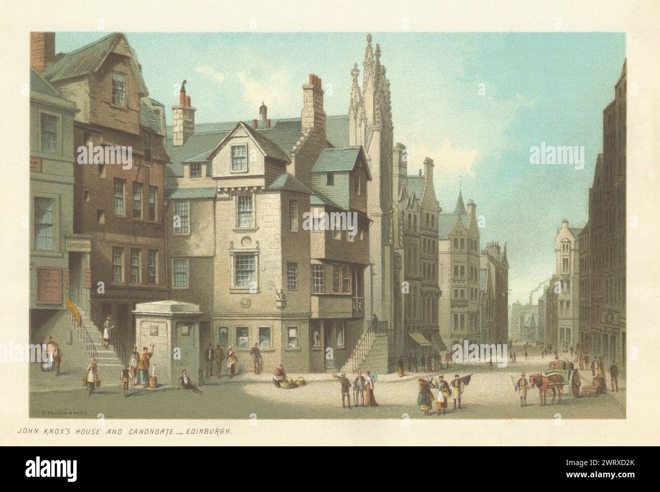 John Knox's House & Canongate, Edinburgh. Schottland antike Chromolithographie 1891 Stockfoto