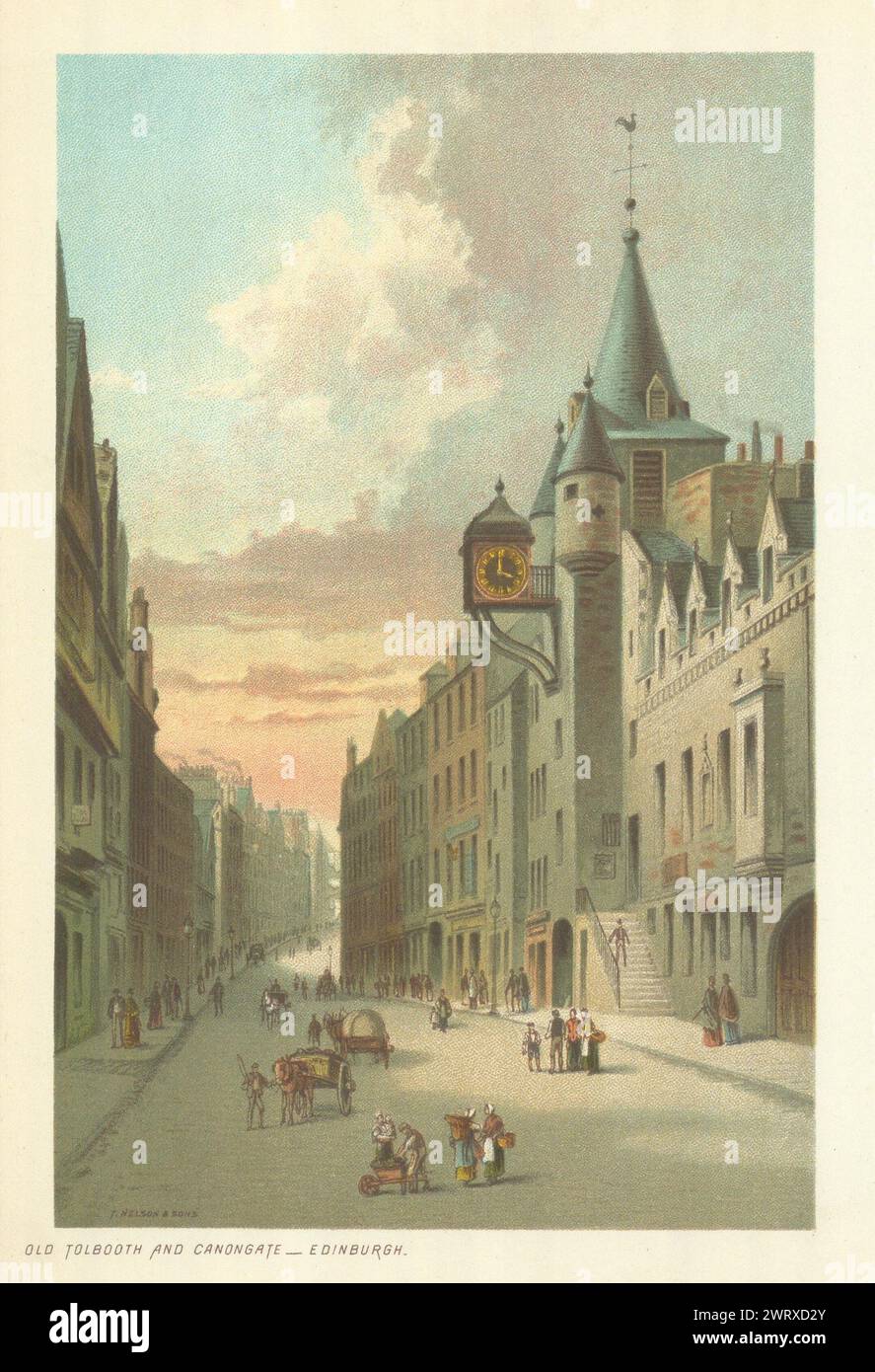 Old Tolbooth und Canongate, Edinburgh. Schottland antike Chromolithographie 1891 Stockfoto