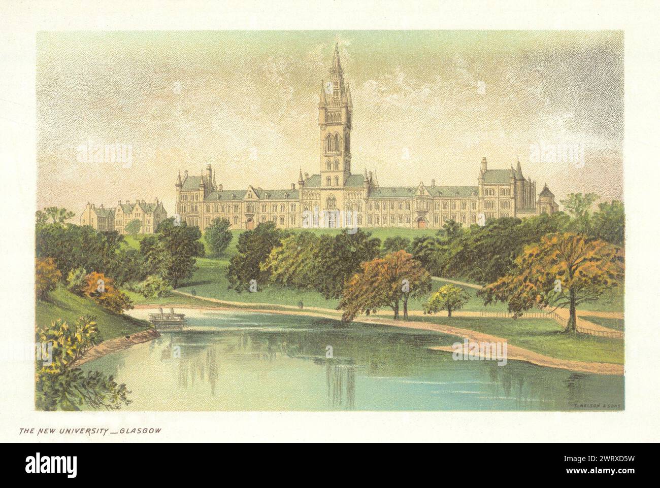 Die New University, Glasgow. Schottland antike Chromolithographie 1891 alter Druck Stockfoto
