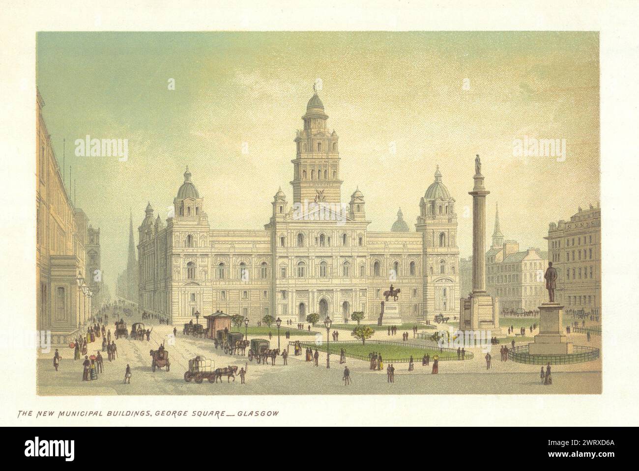 Die New Municipal Buildings, George Square, Glasgow. Chromolithographie 1891 Stockfoto