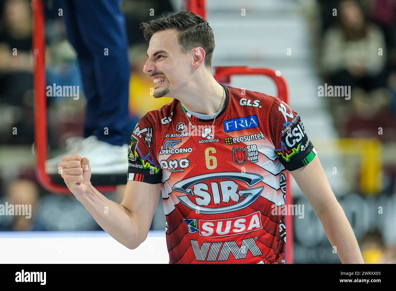 Simone Giannelli von Sir Susa VIM Perugia während des Spiels zwischen Rana Verona und SIR Susa VIM Perugia, das zweite Spiel der Viertelfinale Playoff-Serie o Stockfoto