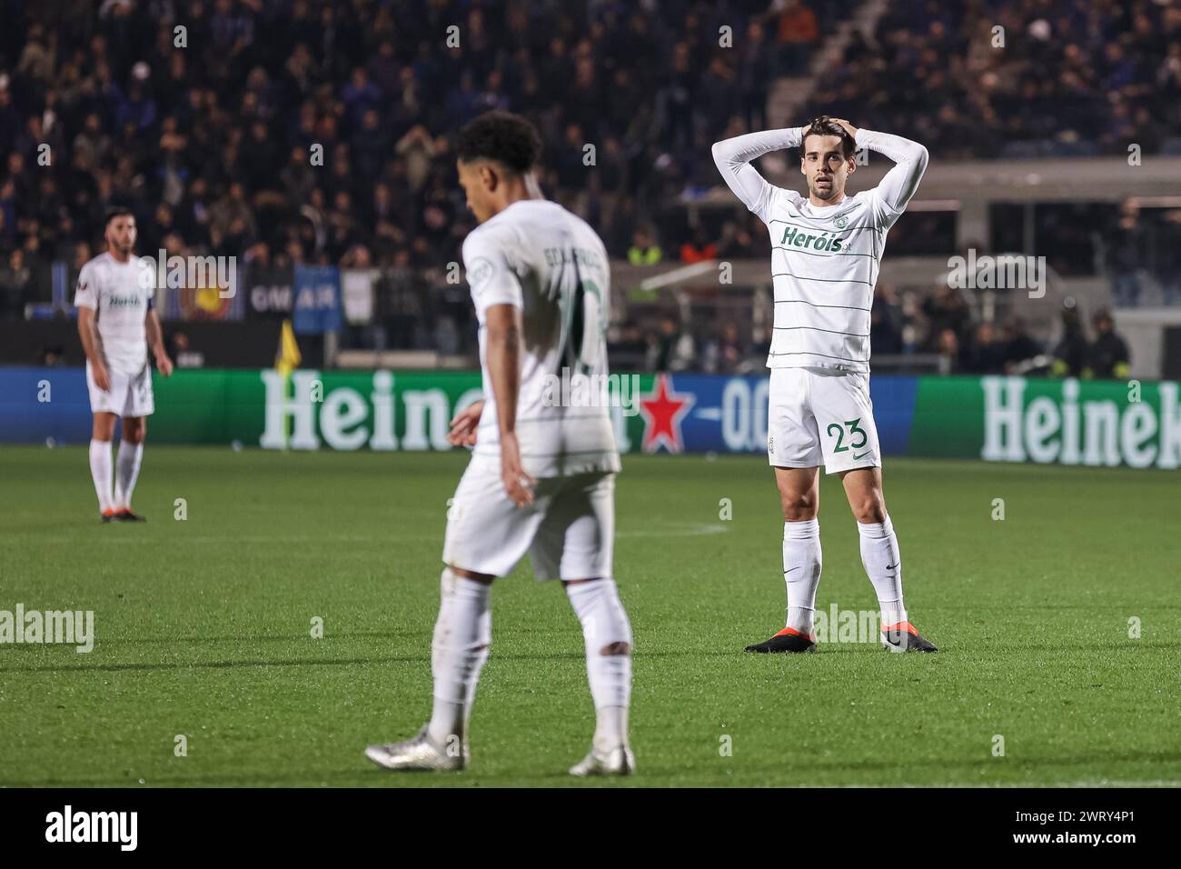 Bergamo, Italien, 14. März 2024. BERGAMO, ITALIEN - 14. MÄRZ: Daniel Braganca (Sporting CP) enttäuscht während des Europa League-Fußballspiels zwischen Atalanta und Sporting Lisboa im Gewiss-Stadion am 14. März 2024 in Bergamo, Italien. (Foto: Stefano Nicoli/Speed Media/icon Sportswire) Credit: /Speed Media/Alamy Live News Stockfoto