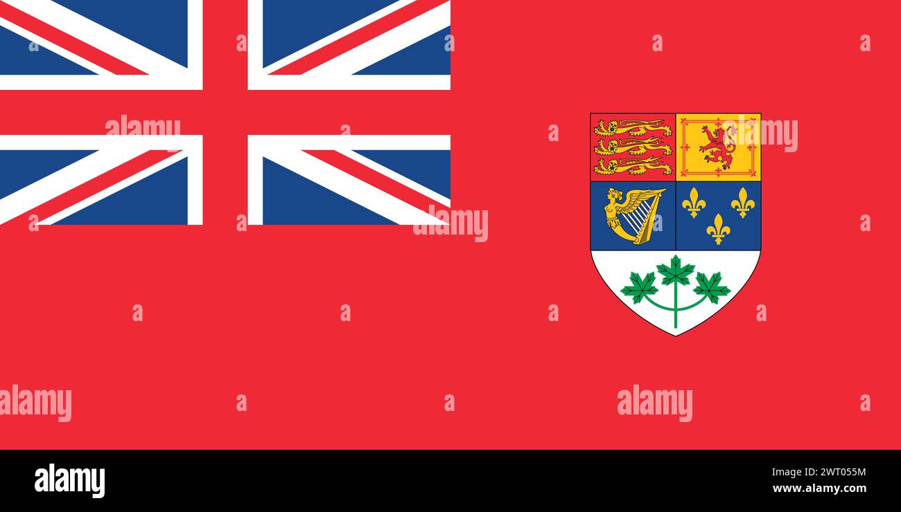 Kanadas historische Flagge 1921 - 1957, rotes Fähnchen mit Wappen, Vektorillustration Stock Vektor