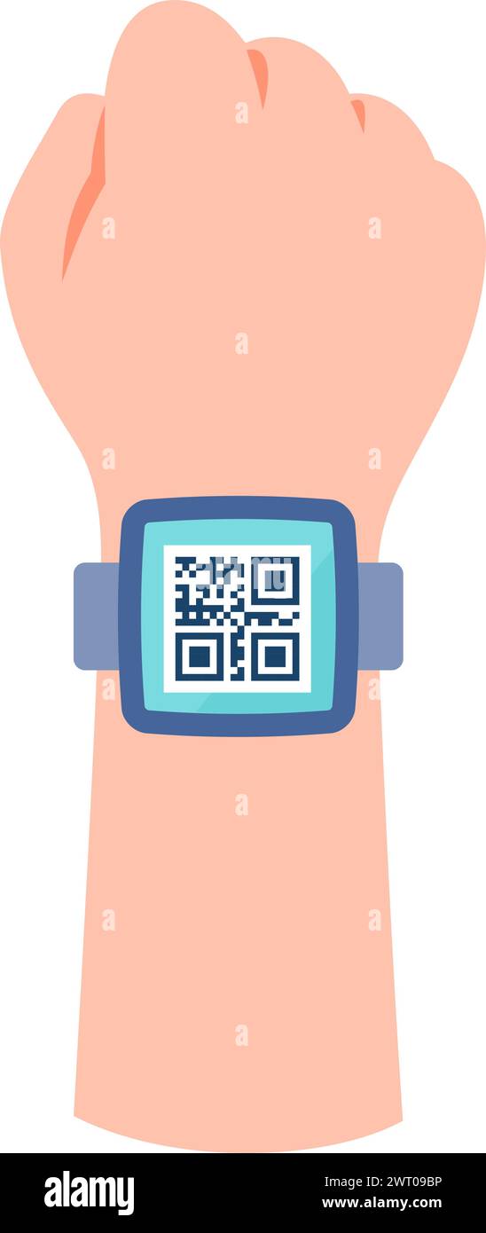 Smart Watch mit QR-Code-Anzeige. Leicht zu bearbeitende Vektorabbildung. Stock Vektor