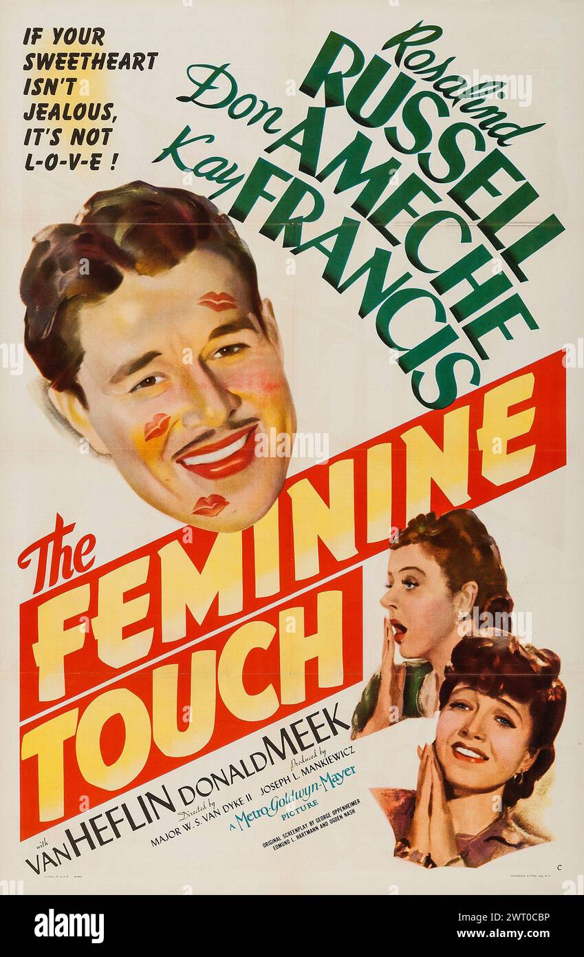 Vintage-Filmplakat für den Film The Feminine Touch aus dem Jahr 1941 - Rosalind Russell, Don Ameche und Kay Francis Stockfoto