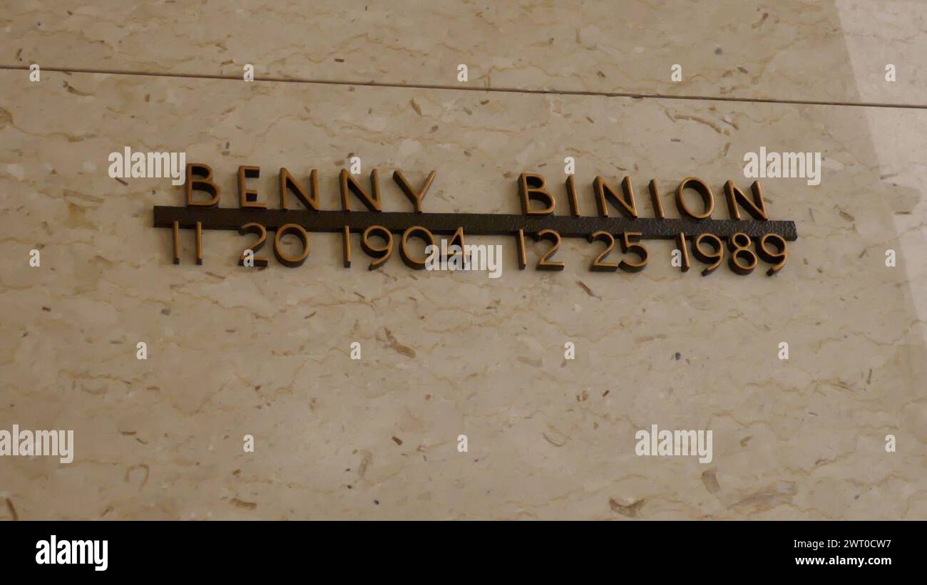 Las Vegas, Nevada, USA 7. März 2024 Casino-Magnat Benny Binion Grave in der Kapelle des ewigen Friedens im Bunkers Eden Vale Memorial Park am 1216 Las Vegas Blvd am 7. März 2024 in Las Vegas, Nevada, USA. Foto: Barry King/Alamy Stock Photo Stockfoto