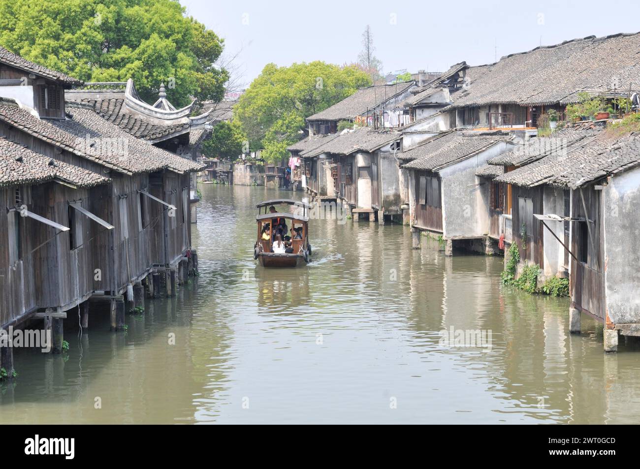 Wuzhen altes Dorf und Kanallandschaft, Zhejiang, China Stockfoto