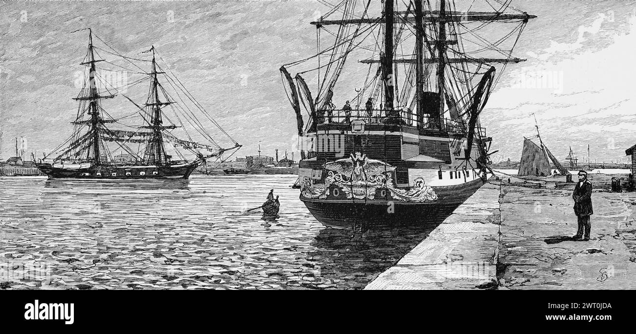 Zwei- und Dreimeister im Hafen von Bremerhaven, Niedersachsen, Nordsee, Deutschland, Name, Musquito, Sedan, Prinz Albert, Kai, historisch Stockfoto