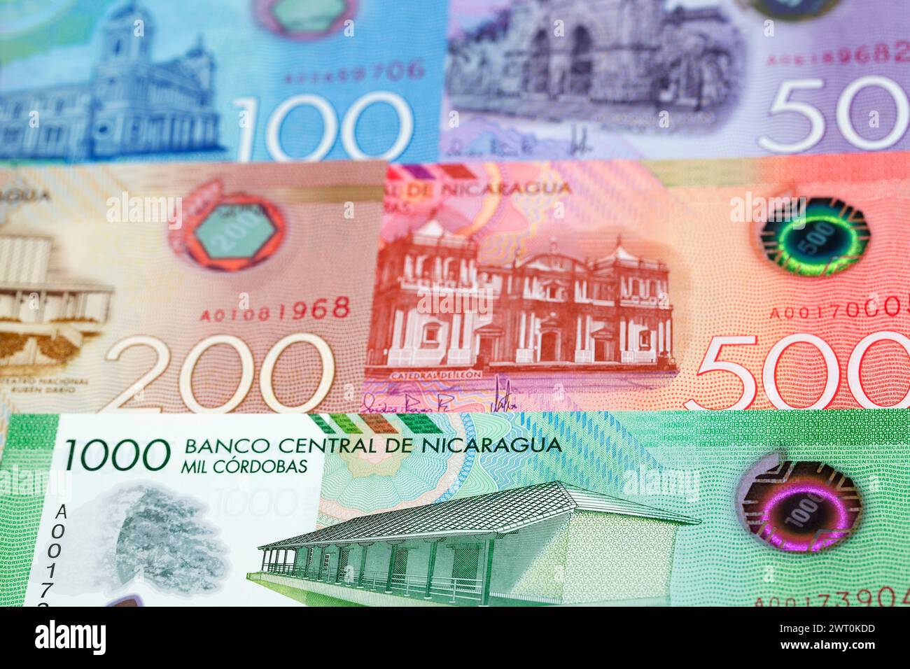 Nicaraguanischen Geld - cordoba ein geschäftlicher Hintergrund Stockfoto