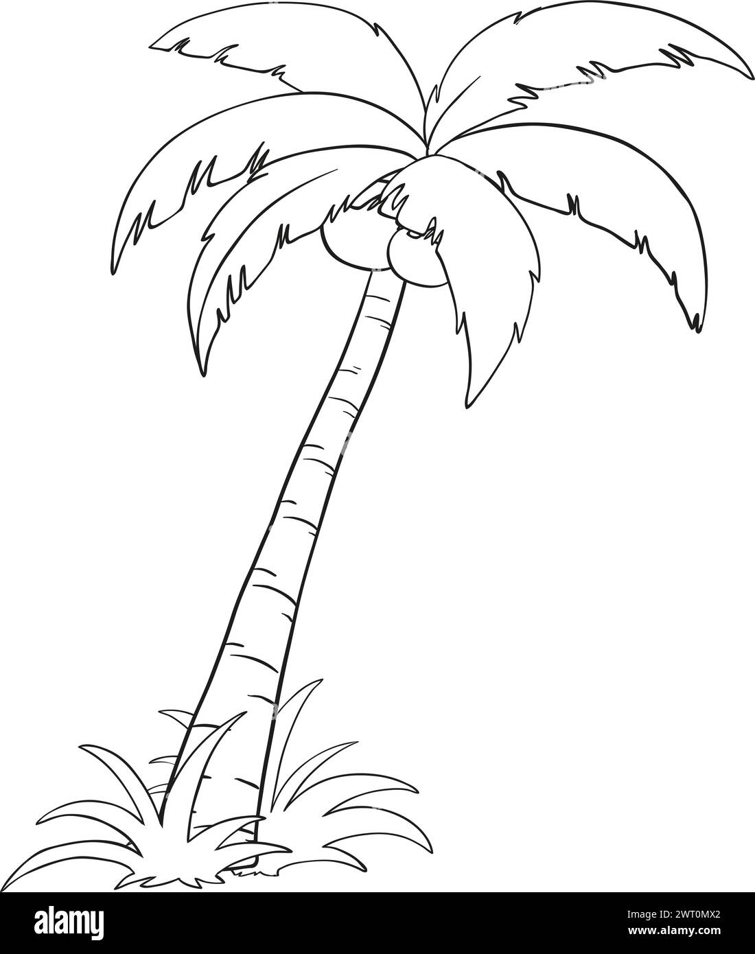 Schwarz-weiße Linienkunst einer Palme. Stock Vektor