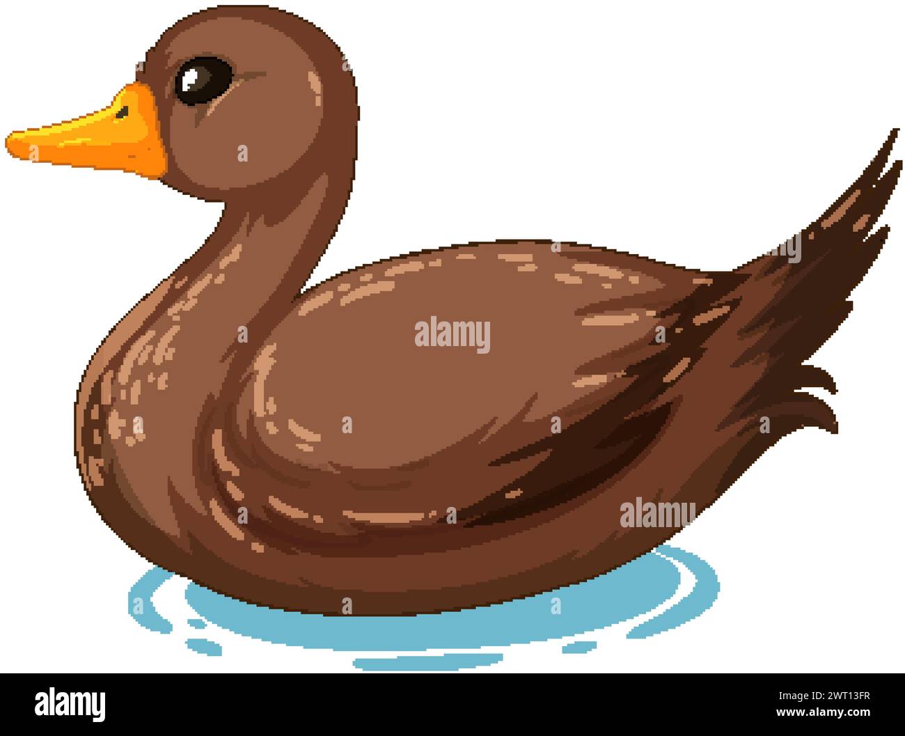 Vektorgrafik einer braunen Ente, die ruhig schwimmt Stock Vektor
