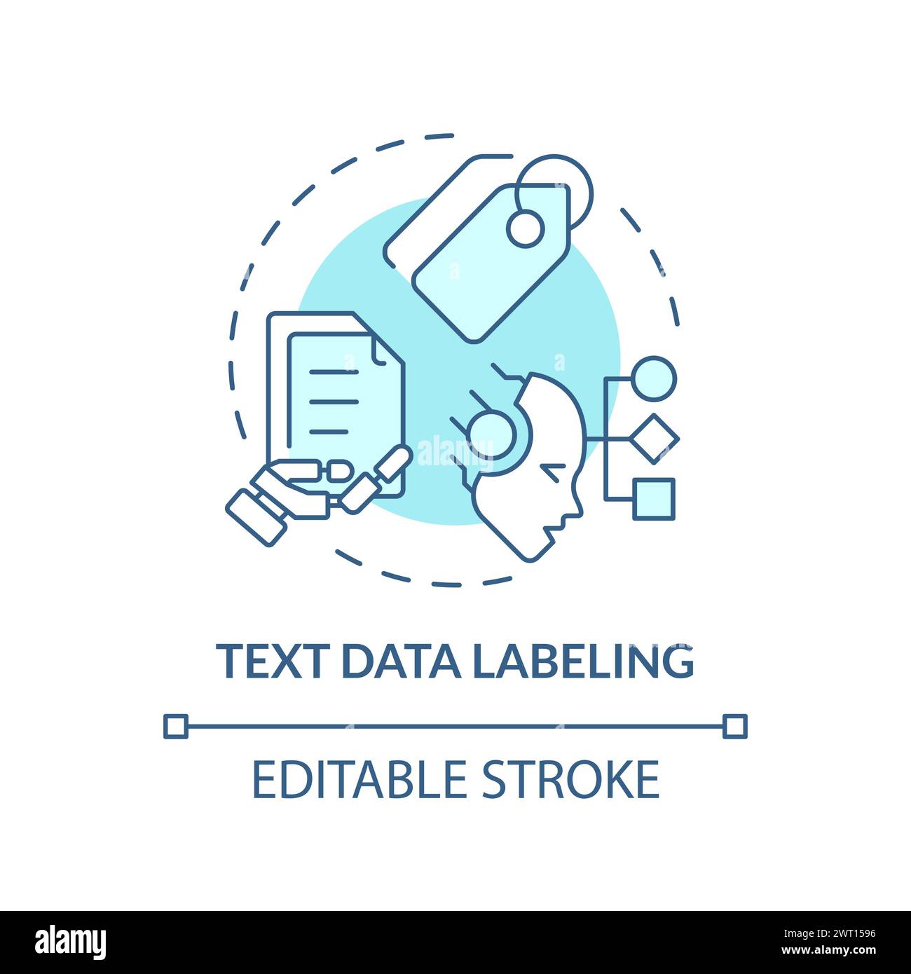 Textdatenbeschriftung sanftes blaues Konzeptsymbol Stock Vektor