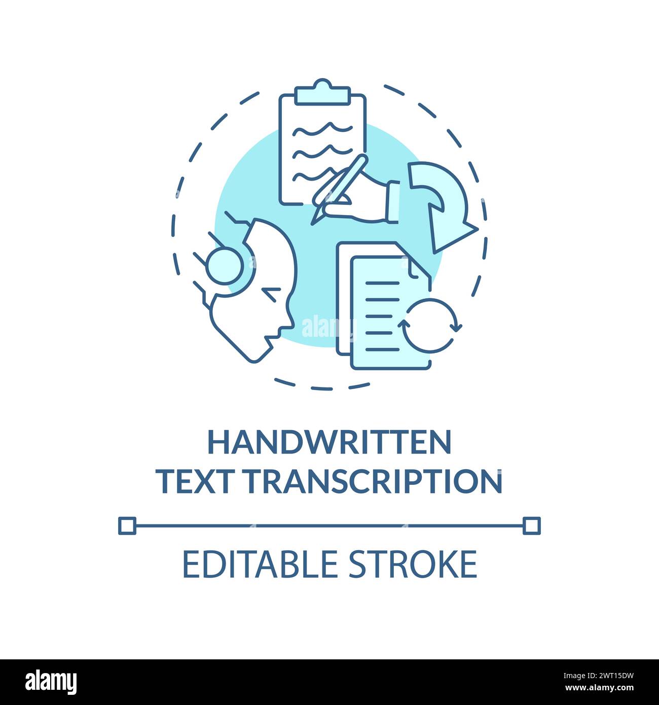 Handgeschriebener Text Transkription sanftes blaues Konzeptsymbol Stock Vektor