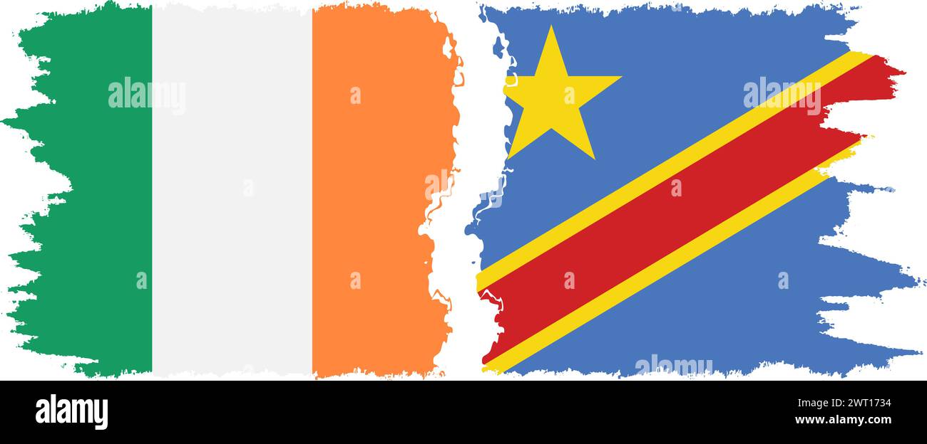 Kongo - Kinshasa und Irland Grunge Flags Verbindung, Vektor Stock Vektor
