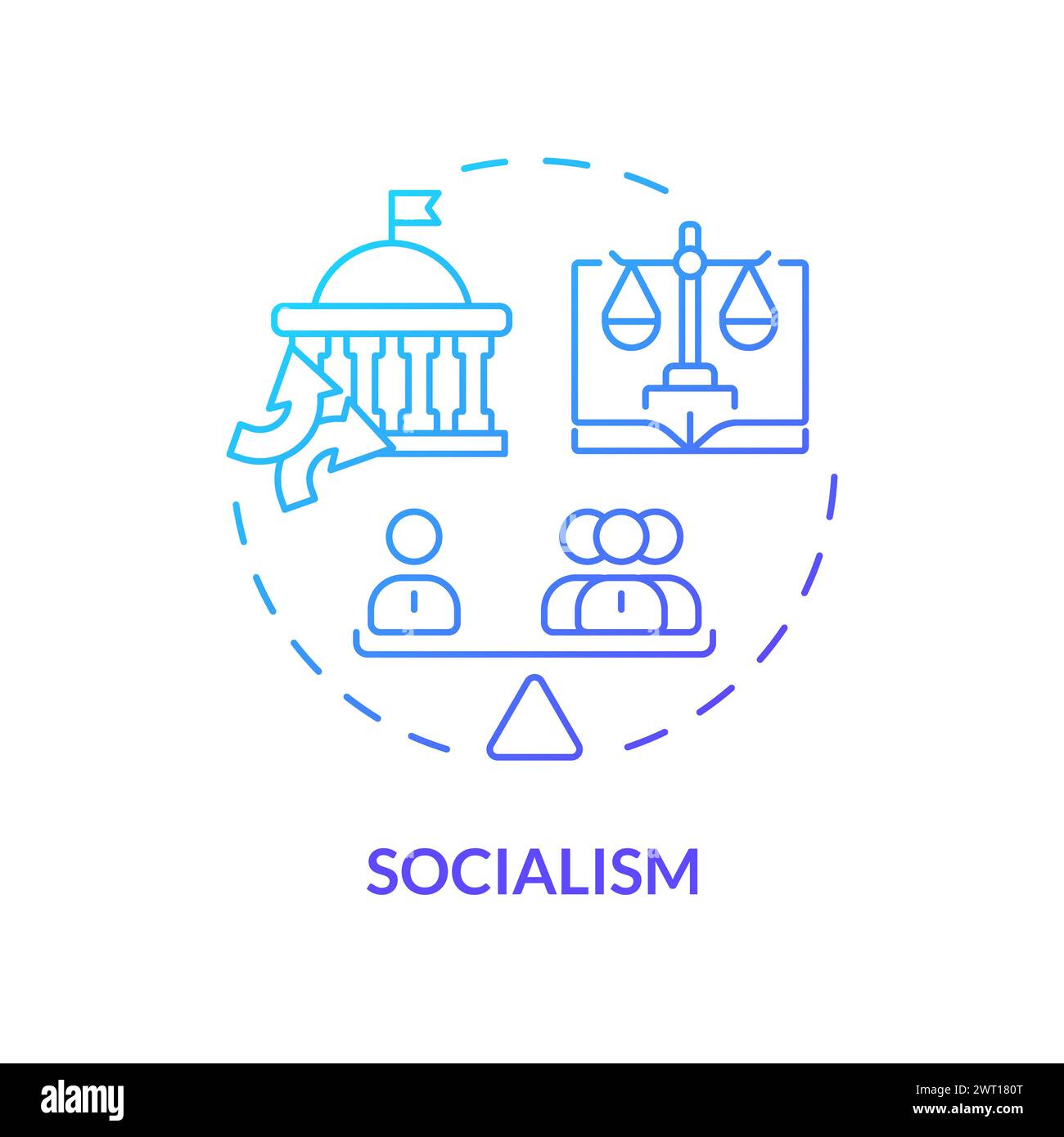Das Symbol des blauen Gradienten-Konzepts der Sozialismus-Ideologie Stock Vektor