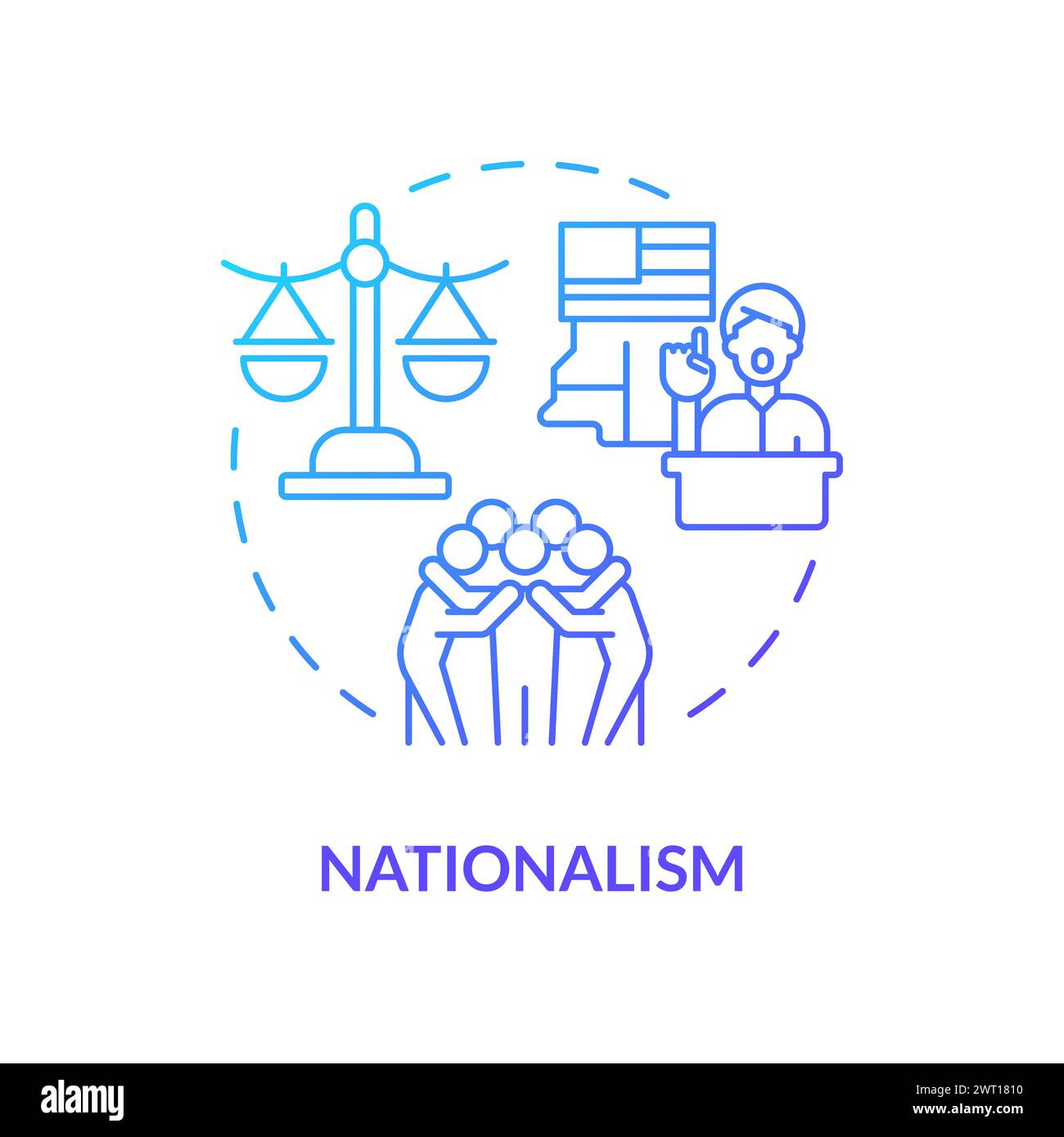 Nationalismus politische Bewegung Blaues Gradientenkonzept Symbol Stock Vektor