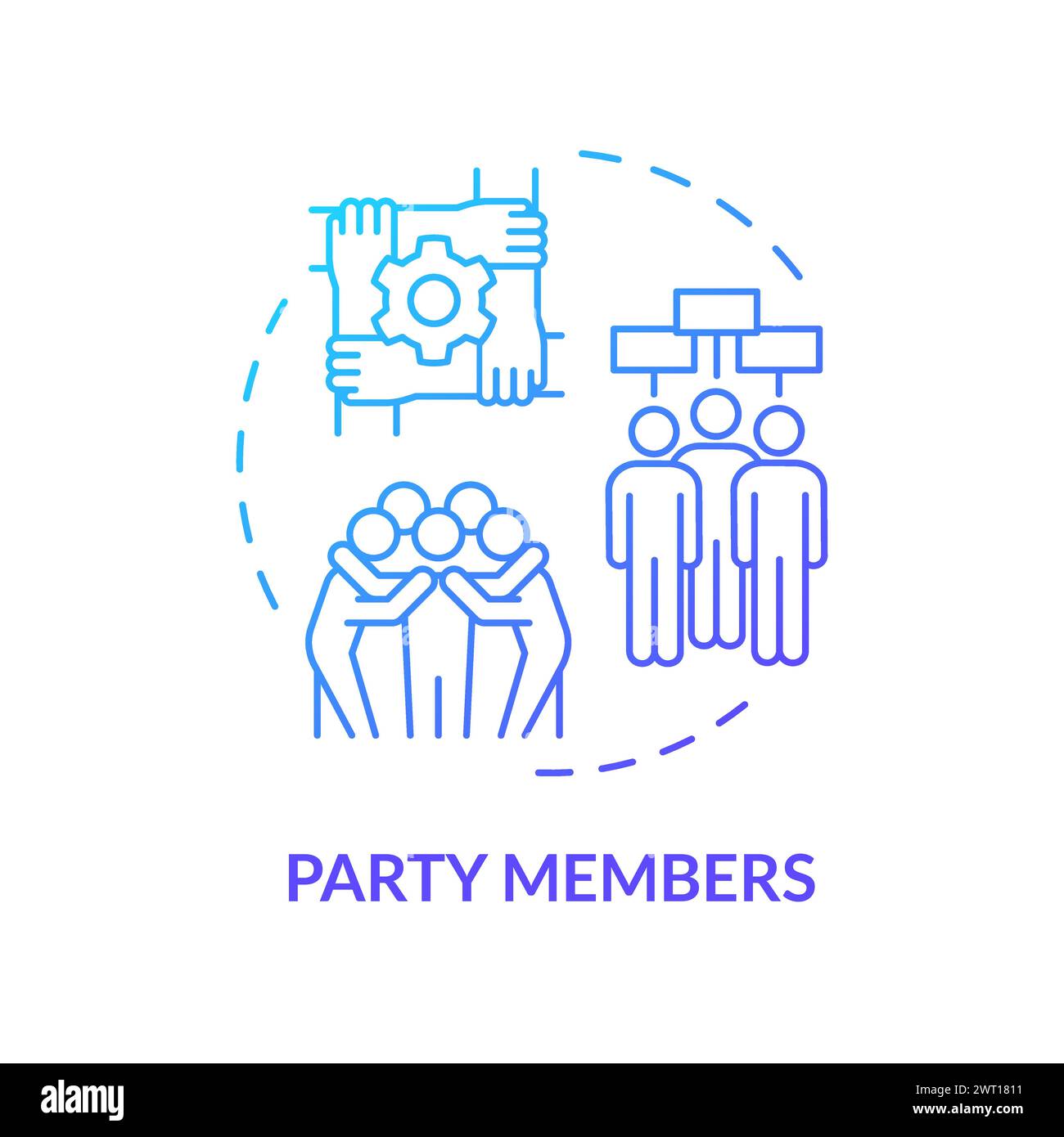 Parteimitglieder: Blaues Gradientenkonzept Stock Vektor