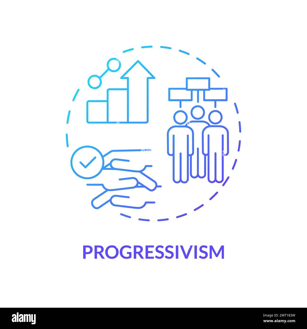 Progressivismus Ideologie Symbol für blaues Gradientenkonzept Stock Vektor