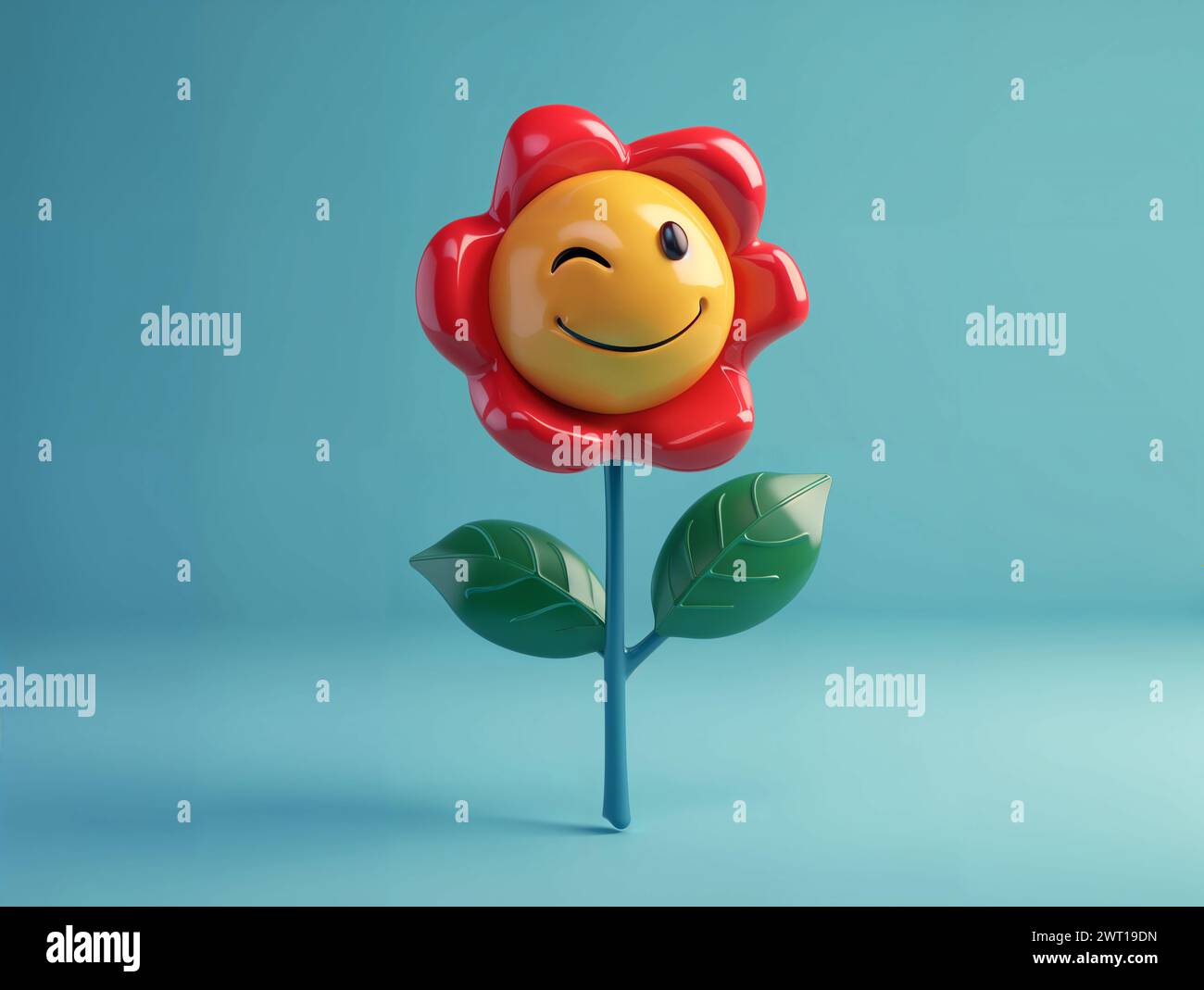 Emoji 3D-Symbol auf blauem Hintergrund Stockfoto