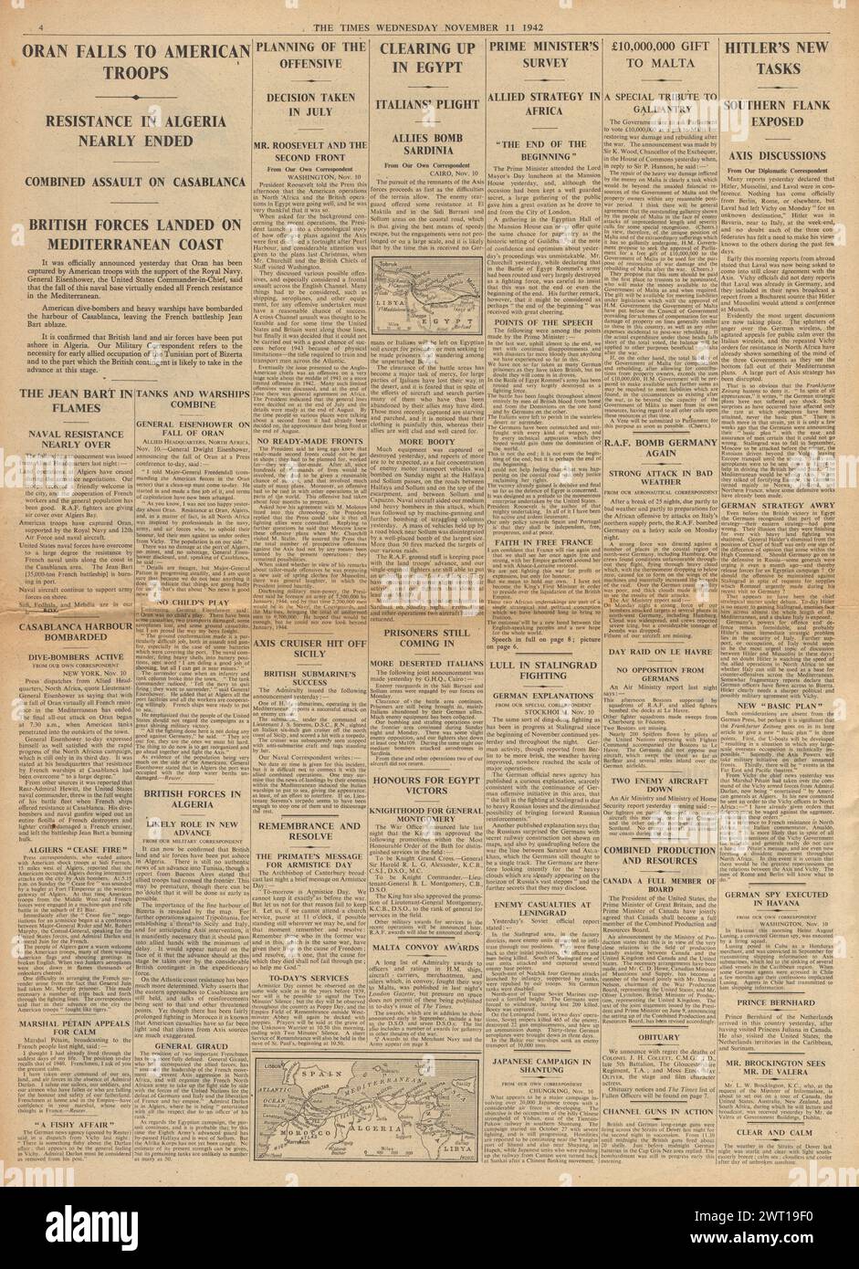 1942 erobert die Times Oran Stockfoto