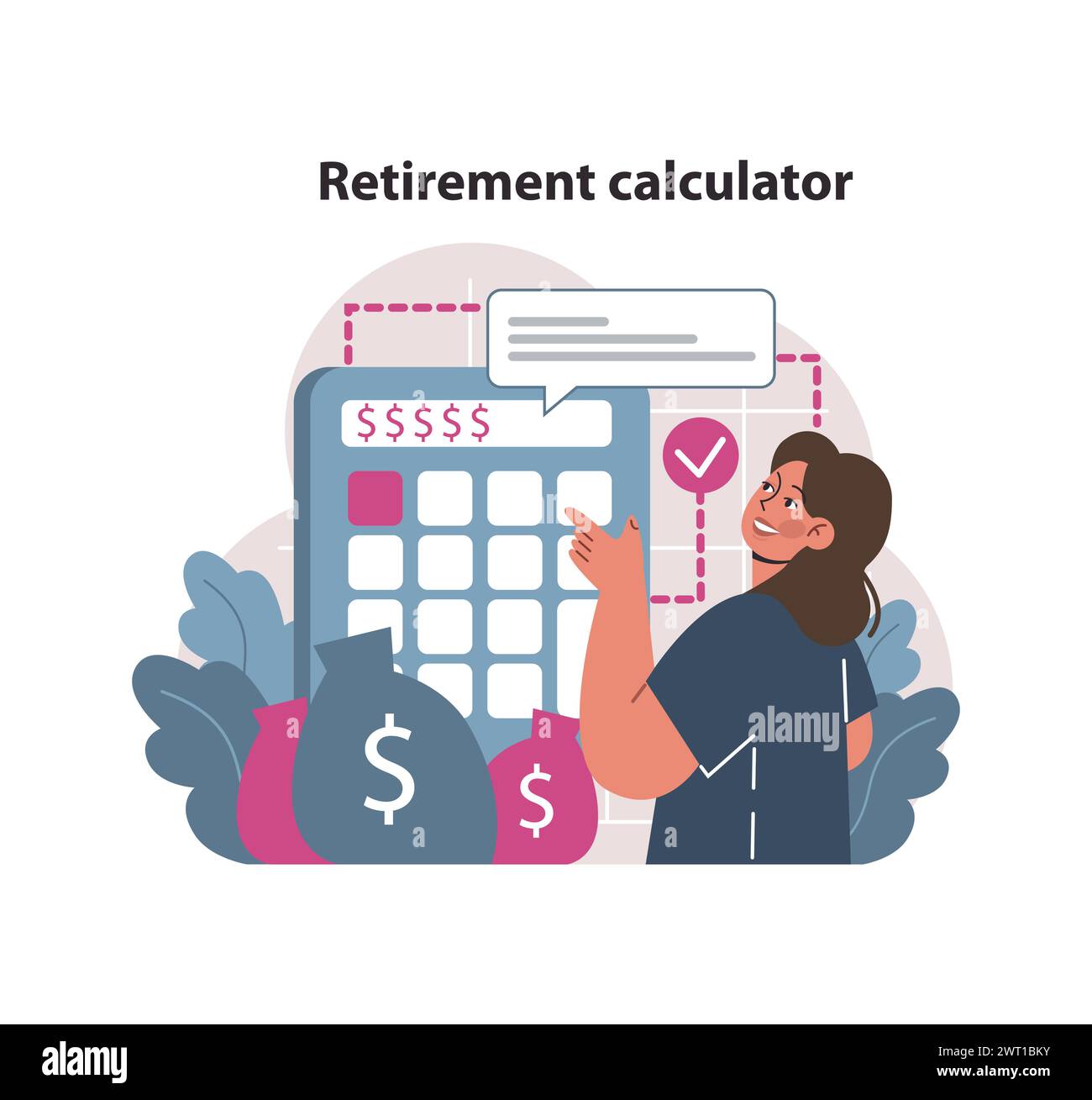 Finanzielle Unabhängigkeit, FEUERKONZEPT. Die weibliche Figur investiert erfolgreich Geld in die IRA. Pensionsfondsdienst, Pensionsrechner. Finanzkompetenz, Zukunftsplanung. Illustration des flachen Vektors Stock Vektor Finanzielle Unabhängigkeit, FEUERKONZEPT. Die weibliche Figur investiert erfolgreich Geld in die IRA. Pensionsfondsdienst, Pensionsrechner. Finanzkompetenz, Zukunftsplanung. Illustration des flachen Vektors Stock Vektor