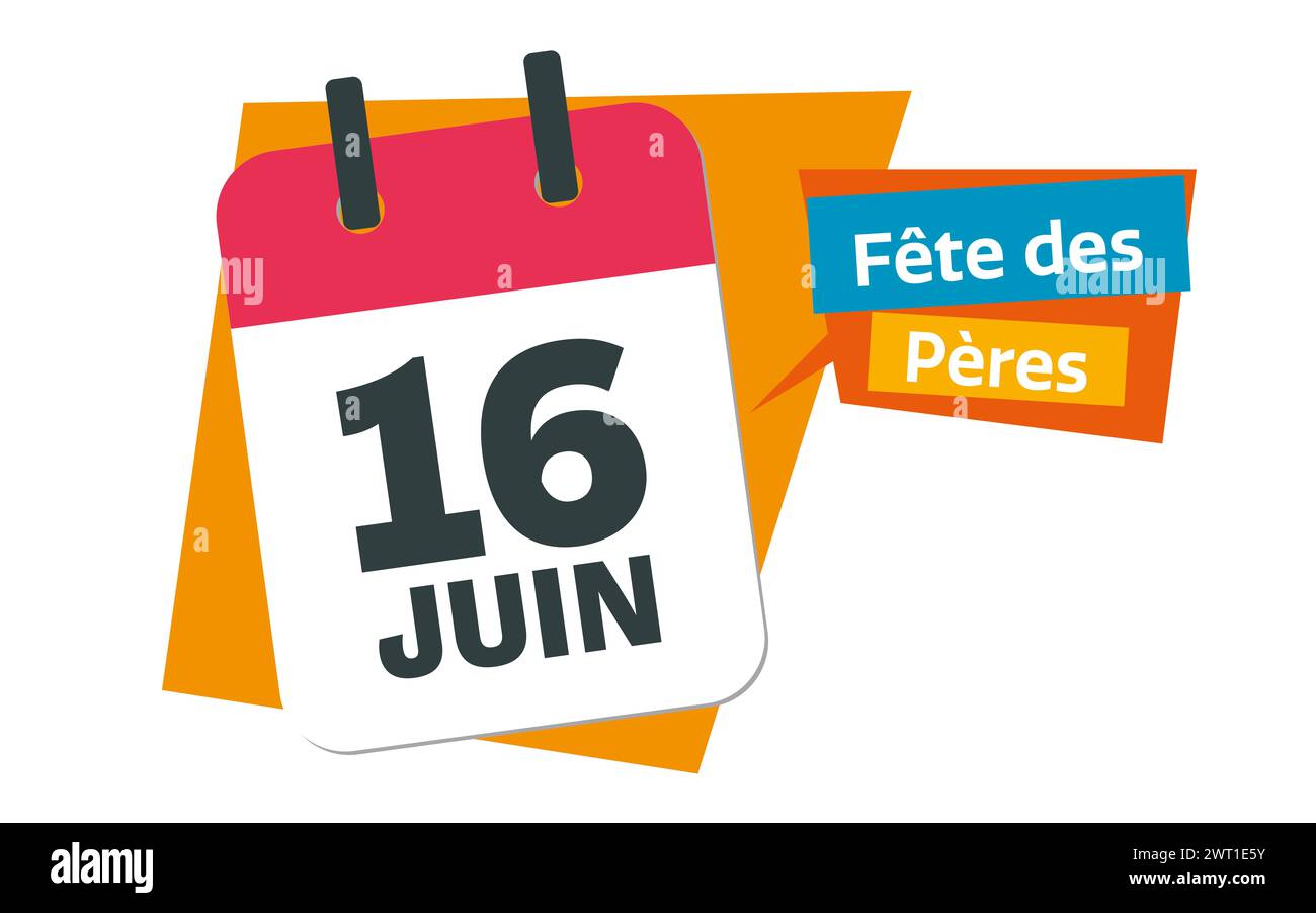 Vatertag 2024 - Französisch 16. Juni Kalenderdatum Stockfoto