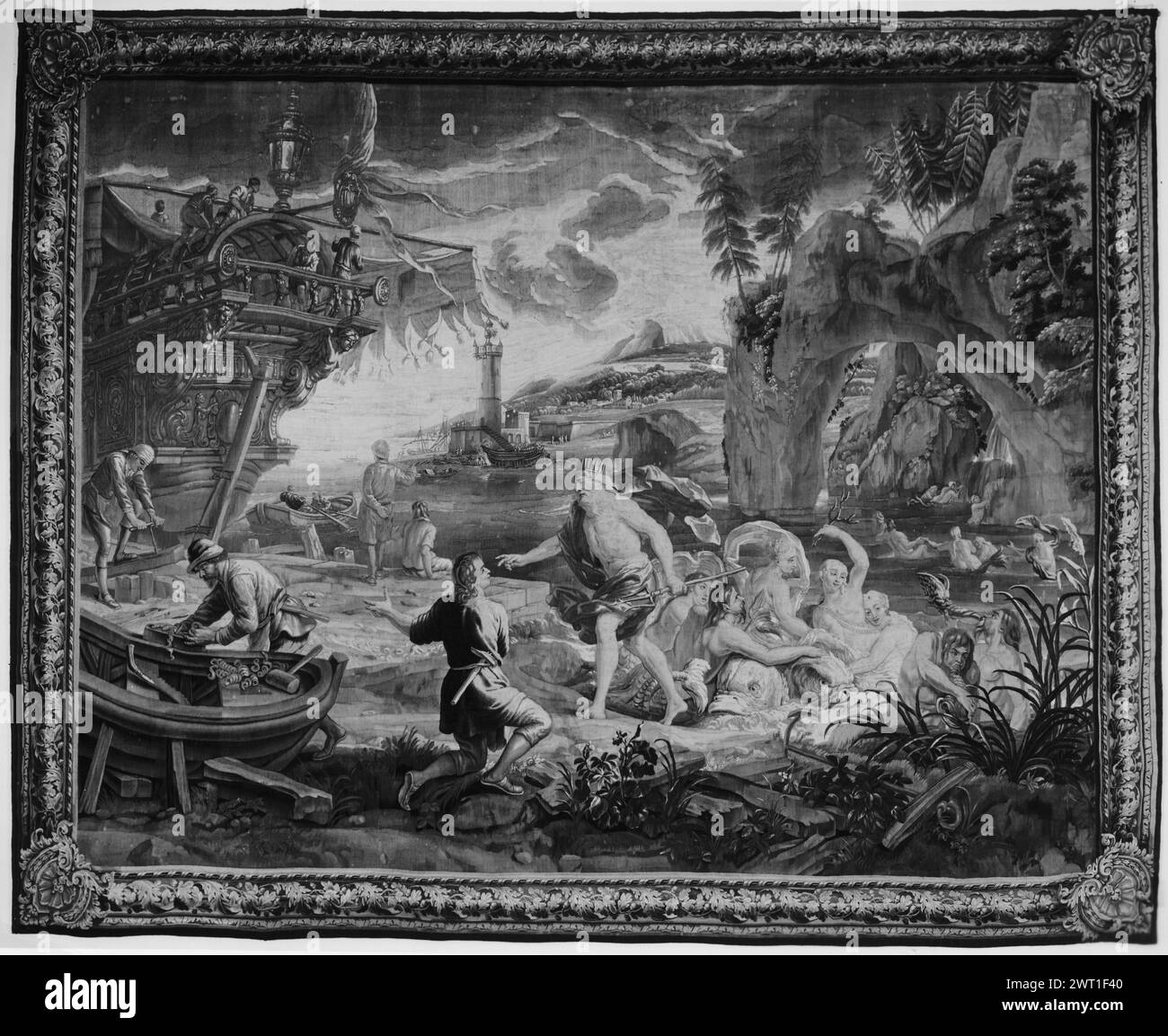Triumph des Neptun (Poseidon). Unbekannt ca. 1700-1720 Gobelin Abmessungen: H 3,44 x B 4,35 m Gobelin Materialien/Techniken: Unbekannt Kultur: Flämisches Weberzentrum: Brüssel Stockfoto