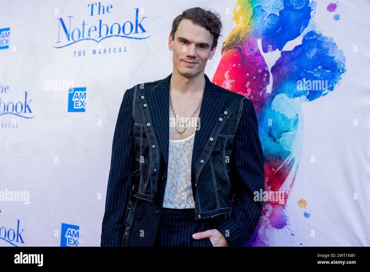 New York, USA. März 2024. Jay Armstrong Johnson nimmt am 14. März 2024 an der Eröffnungsnacht von The Notebook: The Musical im Gerald Schoenfeld Theatre in New York Teil. (Foto: Hailstorm Visuals/SIPA USA) Credit: SIPA USA/Alamy Live News Stockfoto