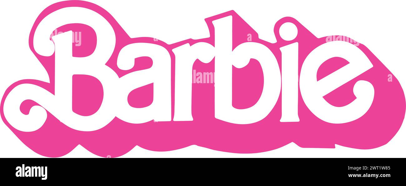 Barbie rosa Vintage Logo Vektor Illustration auf weißem Hintergrund Stock Vektor