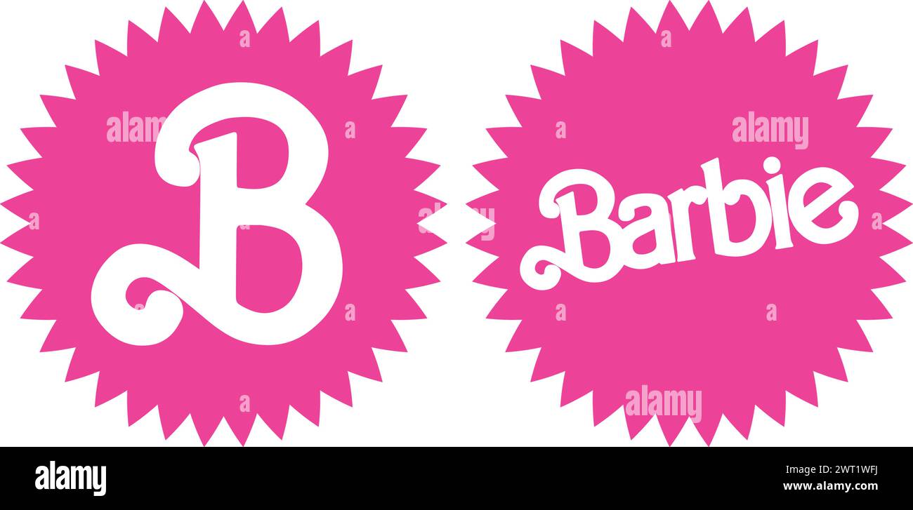 Barbie rosa Vintage Logo Vektor Illustration auf weißem Hintergrund Stock Vektor