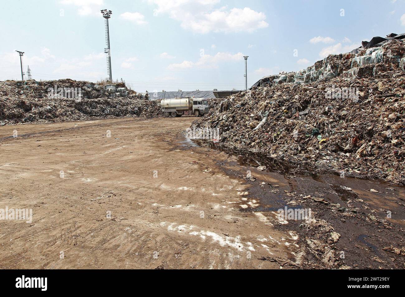Blick auf die Müllhalde von San Tammaro in der Provinz Caserta Stockfoto