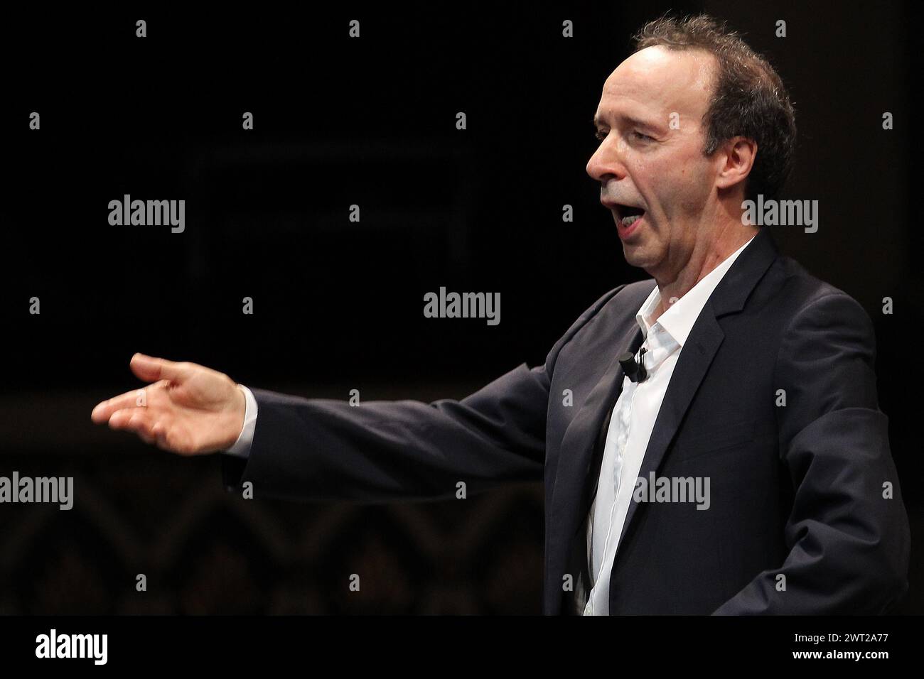 Roberto Benigni während eines Rezital im Theater von San Carlo Stockfoto