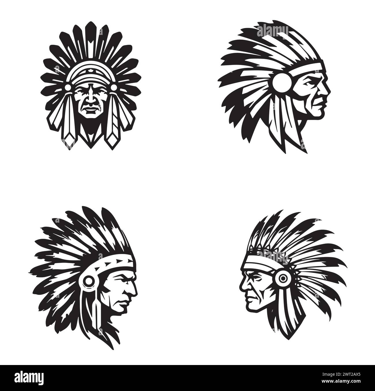 Indianische Häuptlinge. Maskottchen Sport Team Logo. Logotyp der Vektorabbildung Stock Vektor