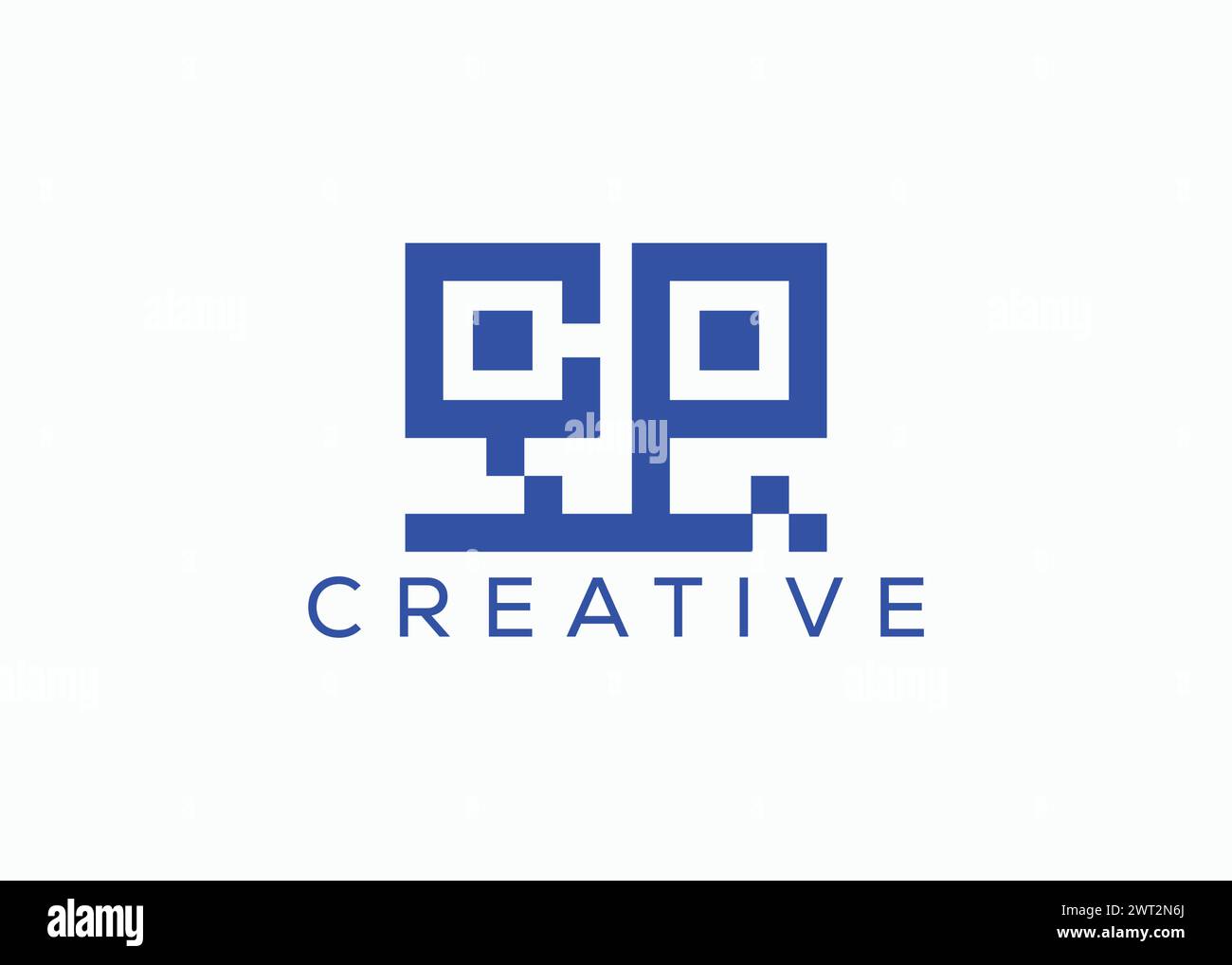 Kreative Vorlage für cp qr-Code-Logo mit minimalem Buchstaben Stock Vektor