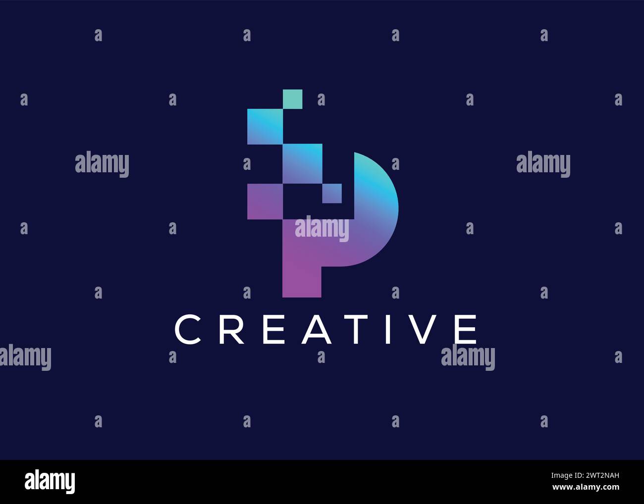 Kreative und minimale P-Pixel-Logo-Vektorvorlage Stock Vektor