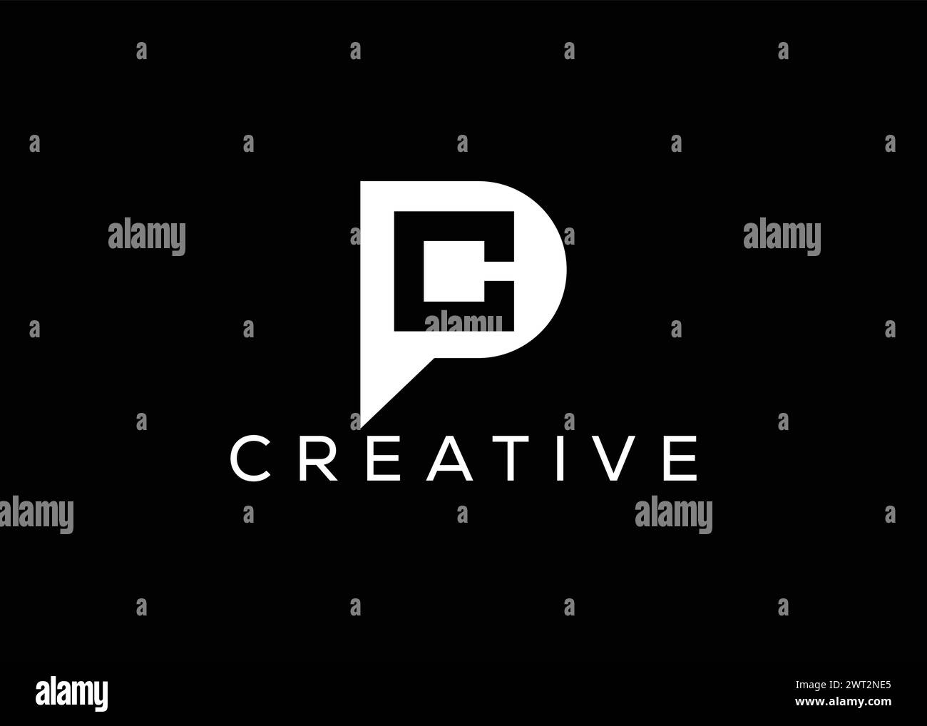 Kreative Vorlage für P C-Logovektoren mit minimalem Buchstaben Stock Vektor
