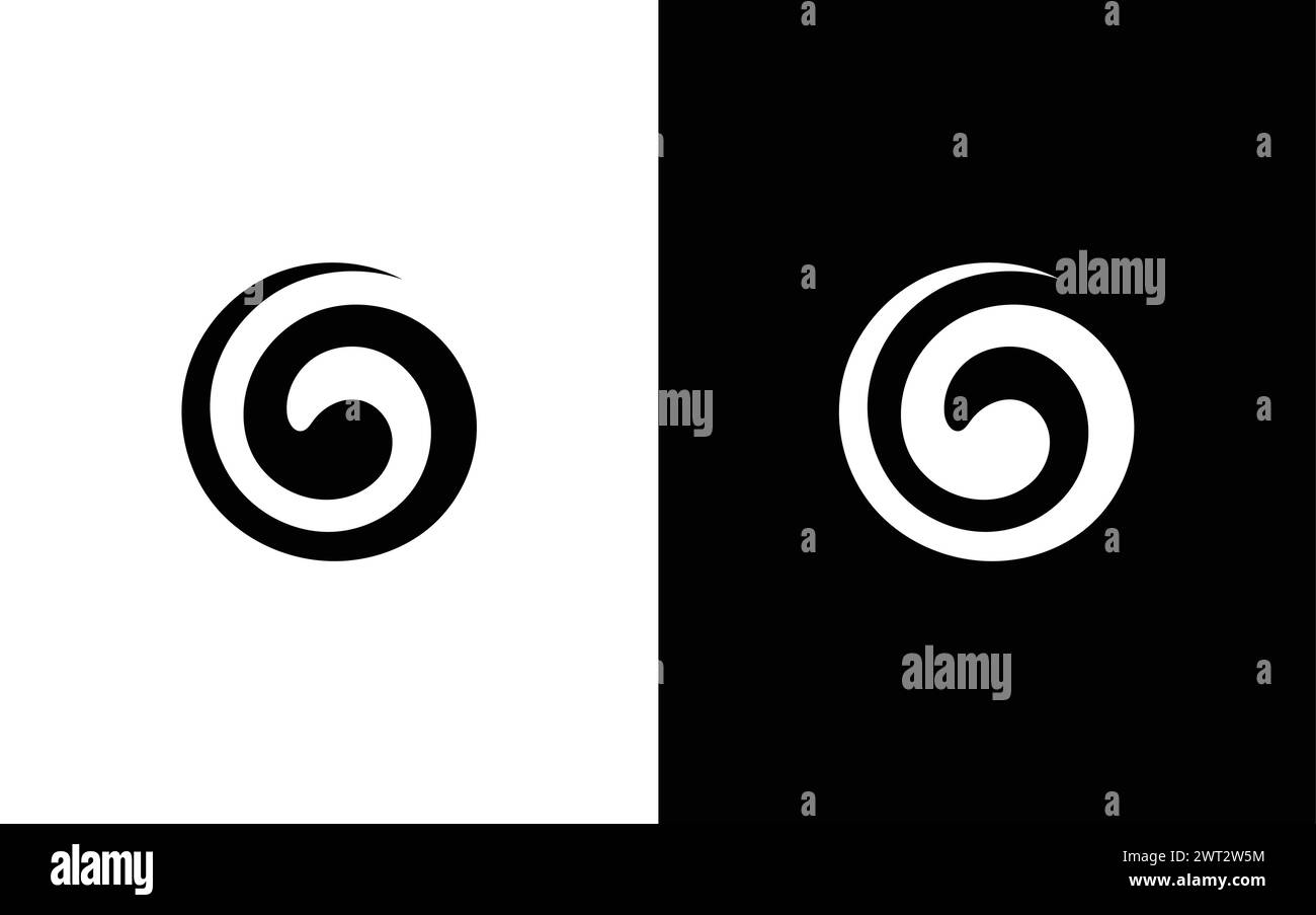 Minimalistisches Vektorlogo mit Buchstaben oder Drehung. Modernes Spiral-Vektor-Logo. Abstrakte Spirale. Stock Vektor