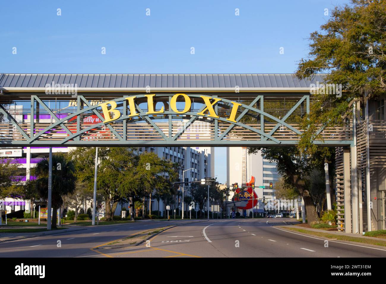 Willkommen in Biloxi, Mississippi-Schild am Highway 90, Beach Blvd. - 10. März 2024 Stockfoto