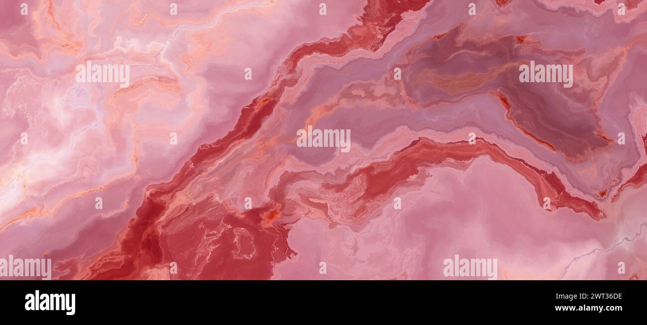 Hochauflösende Fliese aus rosafarbenem Quarz mit Wellenmuster. Textur und Hintergrund. 2D Abbildung Stockfoto