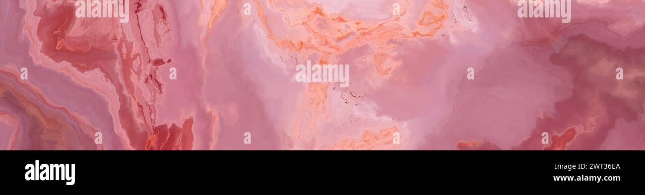 Hochauflösende Fliese aus rosafarbenem Quarz mit Wellenmuster. Textur und Hintergrund. 2D Abbildung Stockfoto