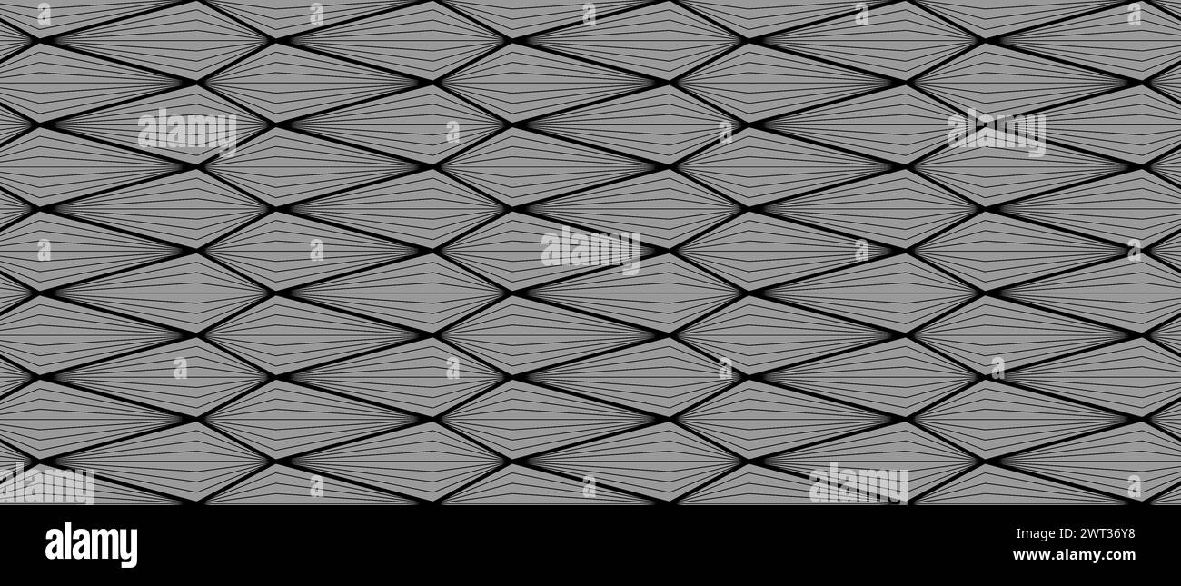 Abstraktes geometrisches nahtloses Muster. Schwarzes Konturmuster auf grauem Hintergrund Vektorillustration isoliert Stock Vektor